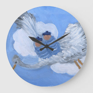Flying Babies and Stork Nursery Clock