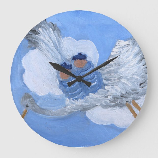 Flying Babies and Stork Nursery Clock (Front)