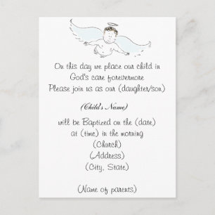 Flying Baby Angel Baptism Invitation