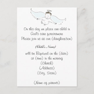 Flying Baby Angel Baptism Invitation
