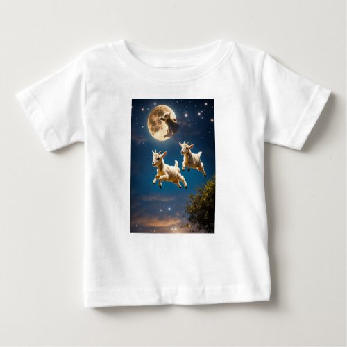 Flying Baby Goats Midnight Adventure Baby T_Shirt
