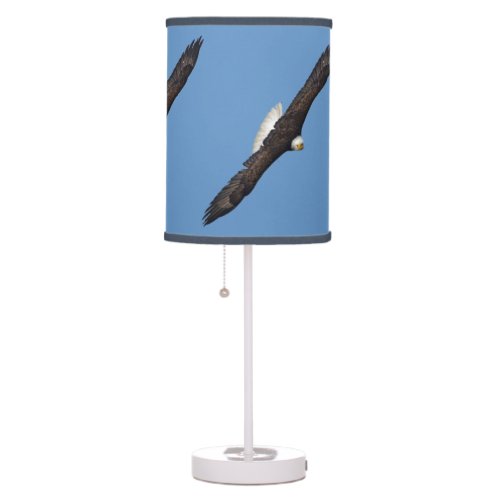 Flying Bald Eagle and Blue Sky Wildlife Photo Table Lamp