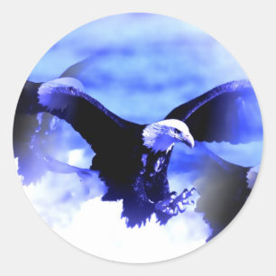 Flying Bald Eagle Classic Round Sticker