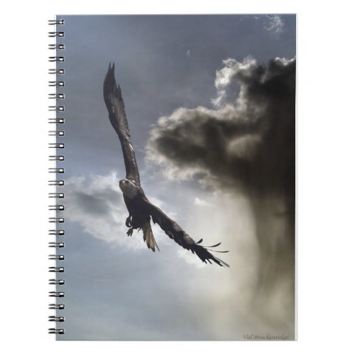 Flying Bald Eagle  Clouds Handy Notebook