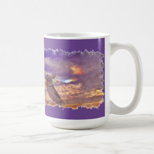 Flying Bald Eagle  Crepuscular Sky Wildlife Art Coffee Mug