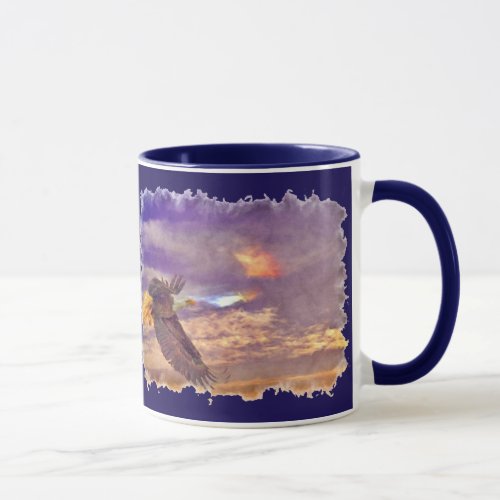 Flying Bald Eagle  Crepuscular Sky Wildlife Art Mug
