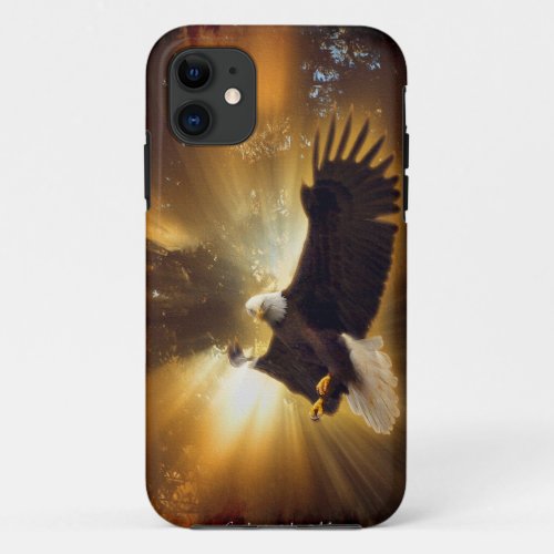 Flying Bald Eagle  Forest Sunburst iPhone 5 Case