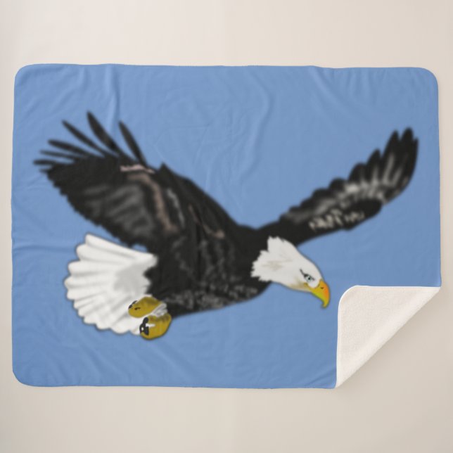 Flying Bald Eagle Sherpa Blanket - Choose Color (Front (Horizontal))