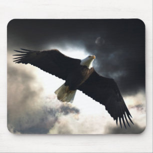 Flying Bald Eagle & Storm Clouds Photo Mouse Pad