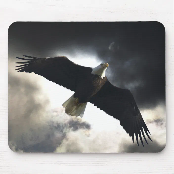 The Vintage Retro Patriotic Bald Eagle with US American Flag Wings Background Mouse Pad HD Bright Colors Gaming Mouse Pad Custom Design Mat 