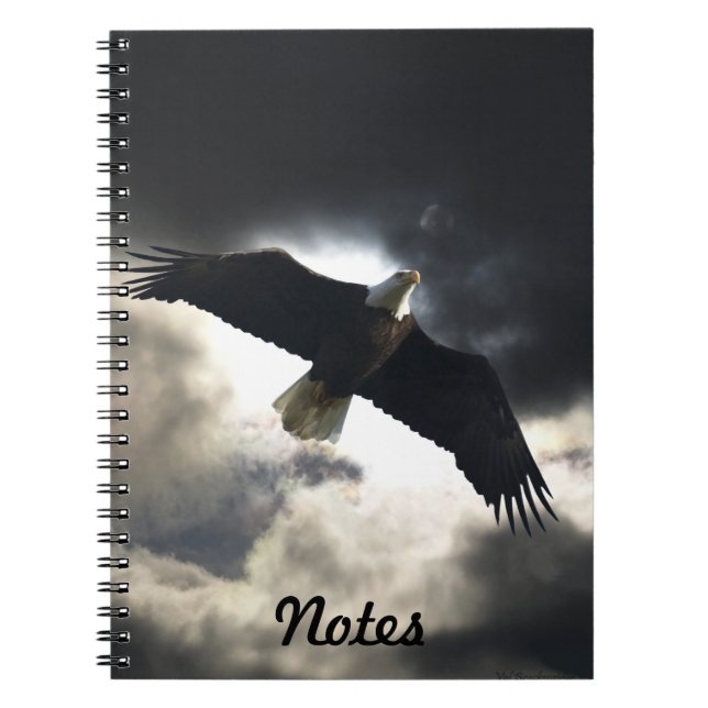 Flying Bald Eagle & Stormy Sky Handy Notebook (Front)