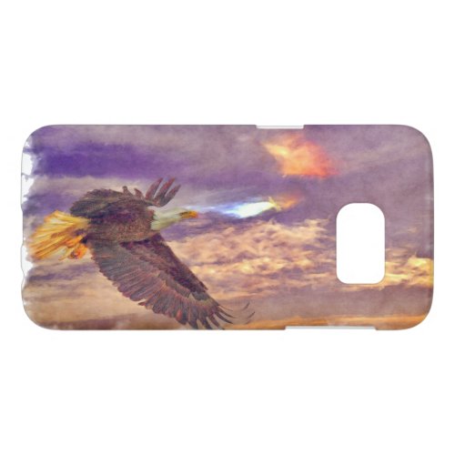 Flying Bald Eagle  Sunset Sky Wildlife Art Samsung Galaxy S7 Case