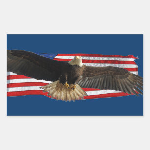 Flying Bald Eagle USA Patriotic Gift Rectangular Sticker