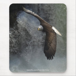 Flying Bald Eagle & Waterfall Mousepad