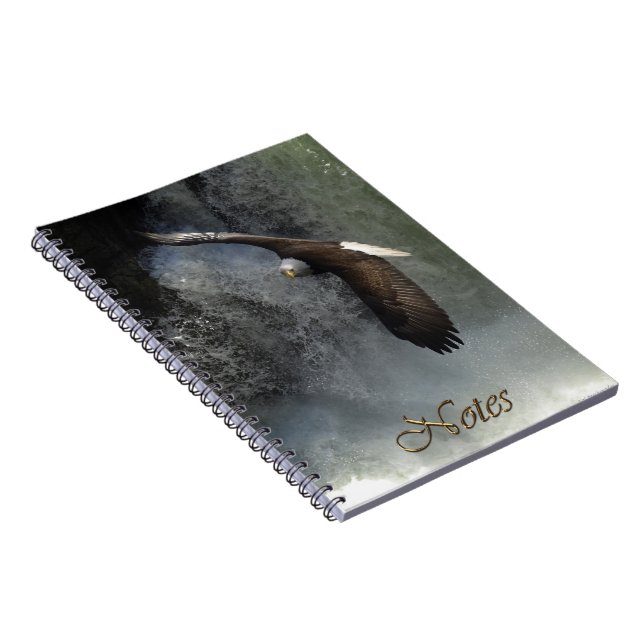 Flying Bald Eagle & Waterfall Wildlife Notebook (Right Side)