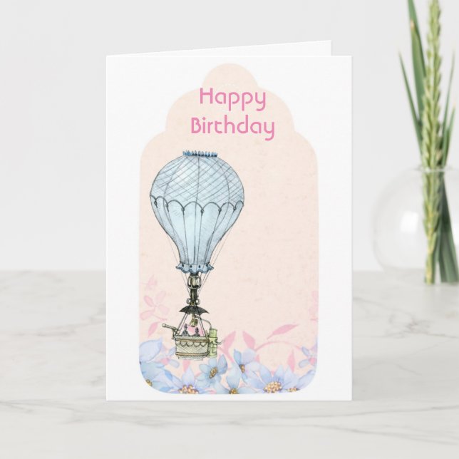 Flying balloon, Birthday Balloons Card (Front)