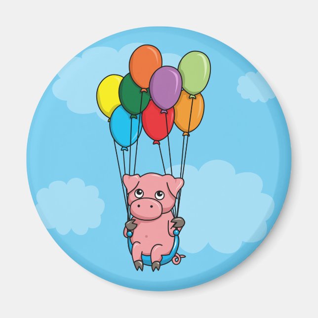 Flying Balloon Pig Magnet (Front)