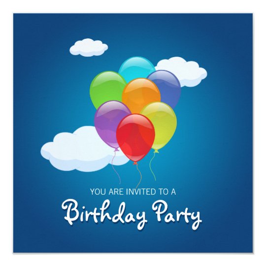 Flying Balloons Birthday Party invitation | Zazzle