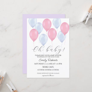 Flying Balloons Oh baby! Baby Shower Invitation