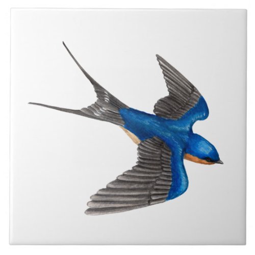Flying Barn Swallow Art Tile