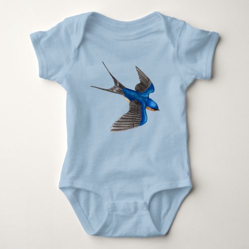 Flying Barn Swallow Baby Bodysuit