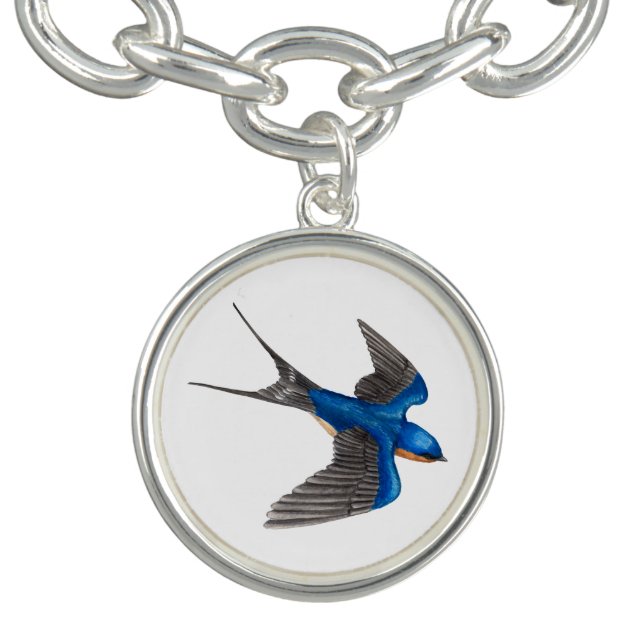 Flying Barn Swallow Bird Art Bracelet (Design)