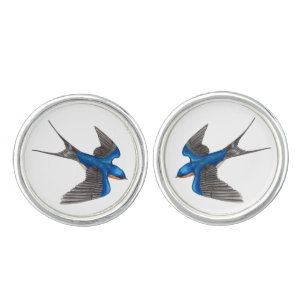 Flying Barn Swallow Bird Art Cufflinks