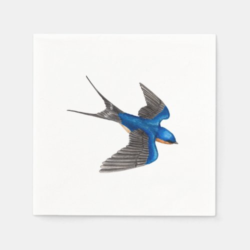 Flying Barn Swallow Bird Art Napkins