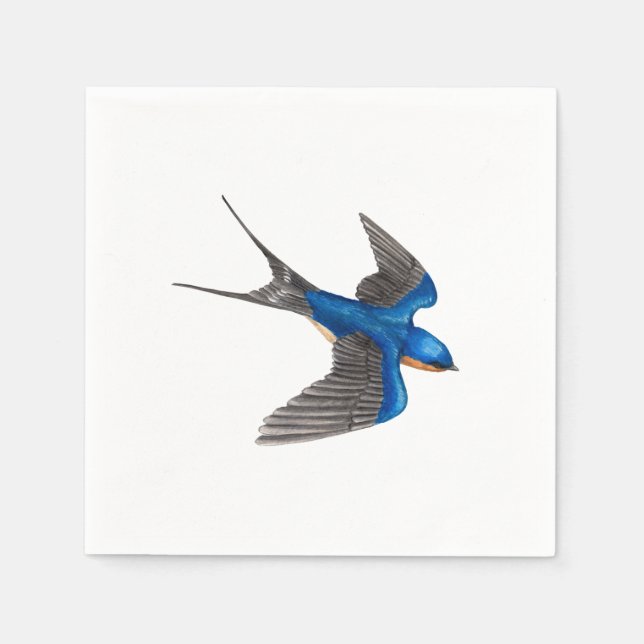 Flying Barn Swallow Bird Art Napkins (Front)