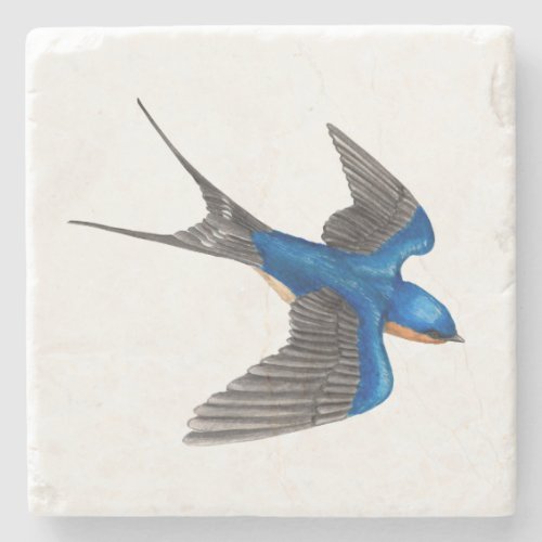 Flying Barn Swallow Bird Art Stone Coaster