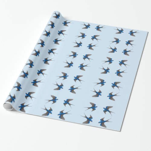 Flying Barn Swallow Bird Pattern Wrapping Paper