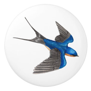Flying Barn Swallow Ceramic Knob