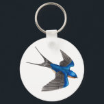 Flying Barn Swallow Keychain<br><div class="desc">This design is taken from my original painting of a Barn Swallow. It is such a graceful, agile bird, I couldn't resist illustrating this one in flight; its long, impressive tail flared behind outstretched wings. To me, an image like this one conveys a joyful sense of freedom - what could...</div>