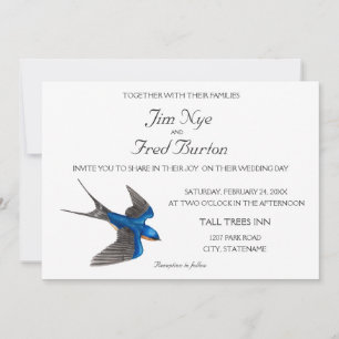 Flying Barn Swallow Wedding Invitation