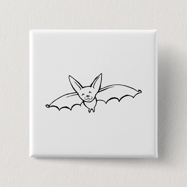 Flying Bat - fun original ink drawing sketch art Button (Front)