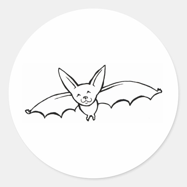 Flying Bat - fun original ink drawing sketch art Classic Round Sticker (Front)