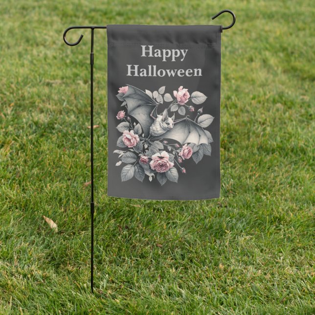 Flying Bat Halloween Garden Flag (In SItu)