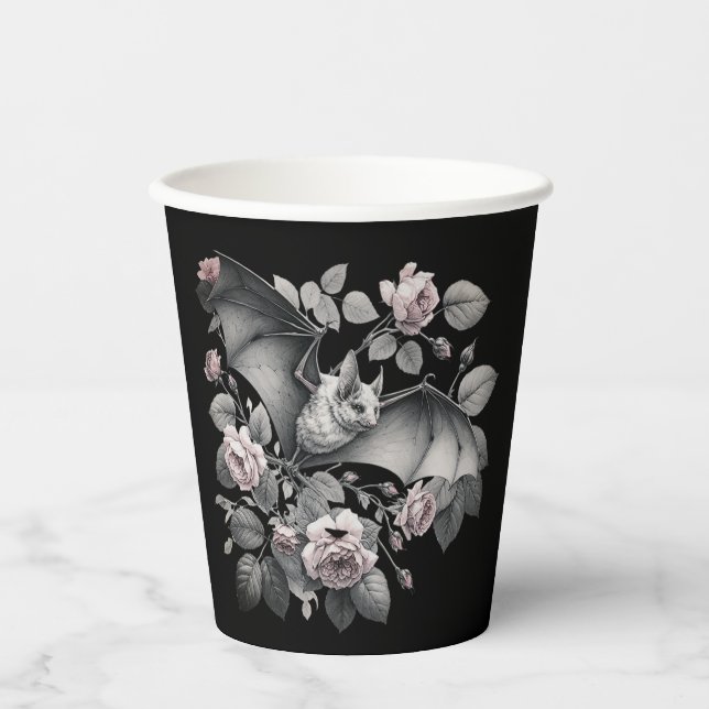 Flying Bat Halloween Paper Cups (Front)