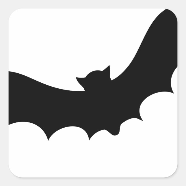 Flying Bat in Silhouette - Halloween Square Sticker (Front)