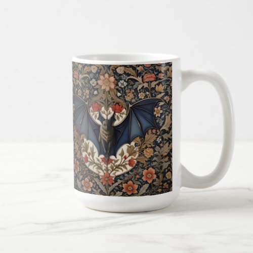 Flying Bat _ Modern William Morris Floral  Coffee Mug