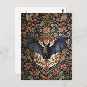Flying Bat - Modern William Morris Floral Postcard