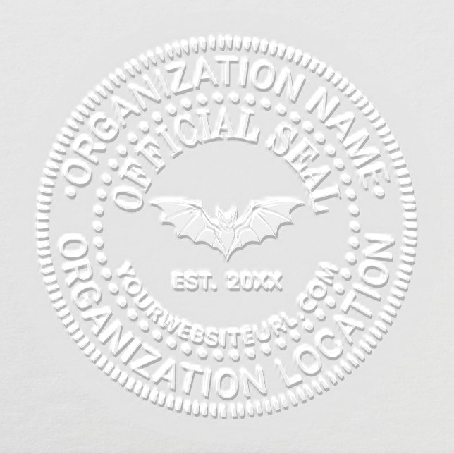 Flying Bat Official Seal Name Loc URL Estd Date Embosser (Design)