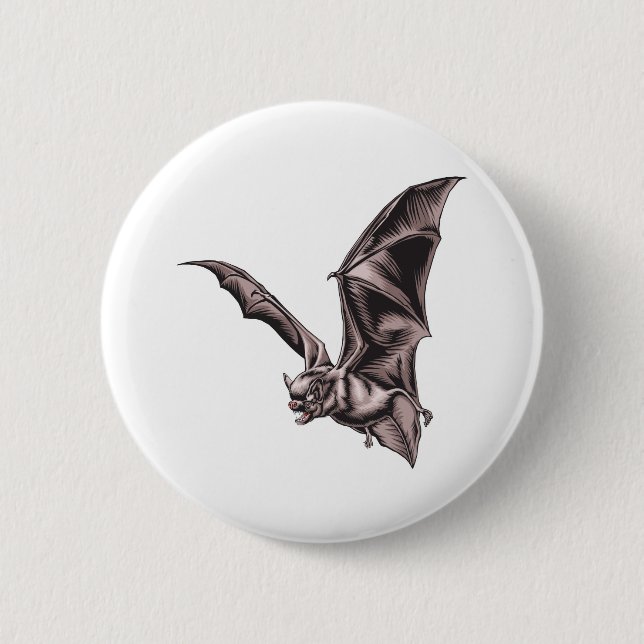 Flying Bat Pinback Button (Front)