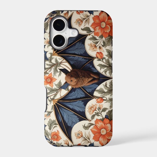 Flying Bat William Morris Inspired Floral Case-Mate iPhone Case (Back)