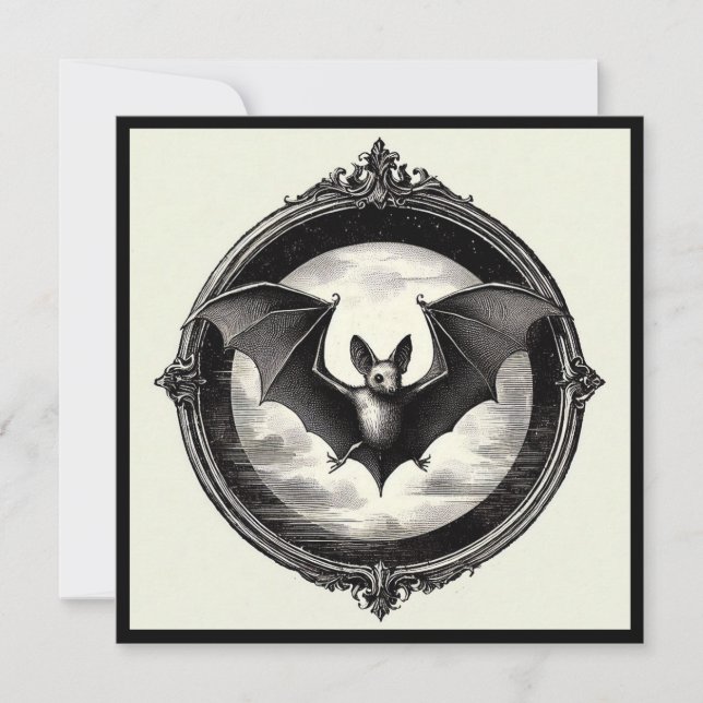 Flying Bat with Full Moon Goth Card (Front)