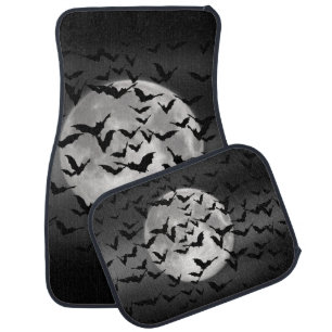 Flying Bats and a Full Moon Car Mat