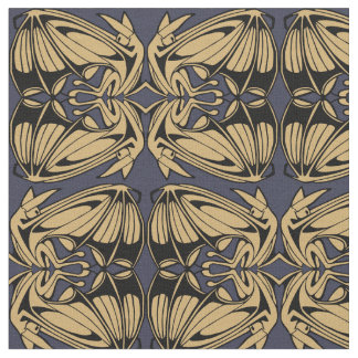 Flying Bats Art Nouveau Pattern Fabric