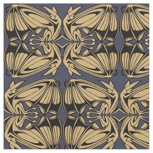 Flying Bats Art Nouveau Pattern Fabric