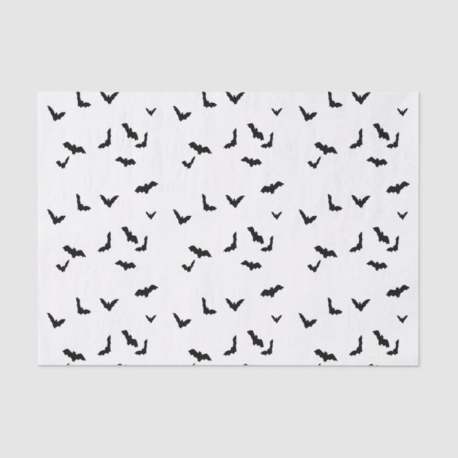 Flying Bats Black & White Gift Wrap Tissue Paper (Front)