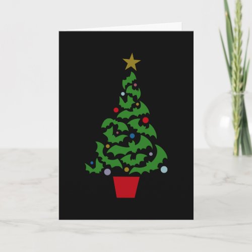 Flying Bats Christmas Tree Card